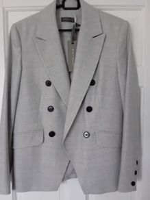 Mint Velvet Light Grey Faint Check Blazer - UK 12 - BNWT RRP 209