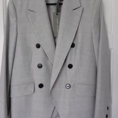 Mint Velvet Light Grey Faint Check Blazer - UK 12 - BNWT RRP 209