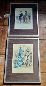 Antique pair of framed fashion bookplates