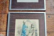 Antique pair of framed fashion bookplates