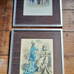 Antique pair of framed fashion bookplates