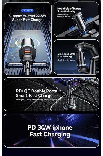 Essager 30W USB C Car Charger Type C Quick Charger PD QC 3.0 SCP 5A Fast Charging Car Phone Charge For iPhone Xiaomi Samsung