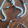 homemade rosary beads quartz sterling silver cross Image 2