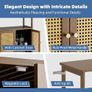 Rattan Bathroom Floor Cabinet, Bamboo Storage Cupboard with 2 Doors, Freestanding Living Room Sideboard, Space Saving Entryway Storage Unit, Walnut Image 4