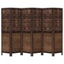 Room Divider 6 Panels Dark Brown Solid Wood Paulownia Image 4