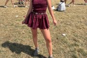 Burgundy ruffle dress