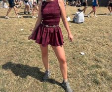 Burgundy ruffle dress