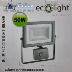 37442 Ecolight 50W LED Floodlight (Grey) with PIR Motion Detector