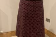 Burgundy &amp; brown A-line midi skirt. Size 10