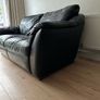 3 seater black leather sofa Image 3