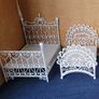 Dolls house white metal bedroom furniture Image 2
