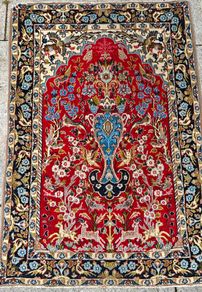Vintage Fine Persian Qom Tree of Life Wool and Silk