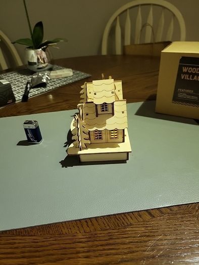 Wooden village with lights