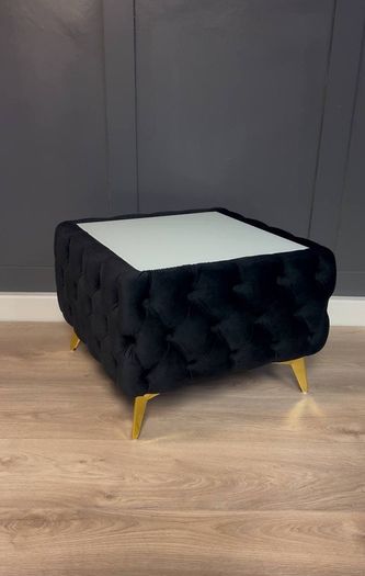 Velvet coffee table with glass