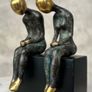 Male & Female Sculpture - Patinated Bronze On A Wooden Plinth Image 6