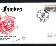 1970 Great Britain Cover Commemorating Guy Fawkes tying 2s6d 700 Anniversary of Parliament Commemorate Stamp