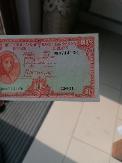 1951 Irish Ten Shilling Banknote