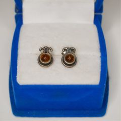 Small Sterling Silver Amber Stud Earrings