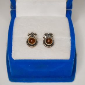 Small Sterling Silver Amber Stud Earrings