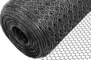 Chicken Wire Mesh Roll, PVC Coated Hexagonal Wire Mesh Fencing, Wire Poultry Netting, 1m x 50m, Hole Size: 13mm, Grey