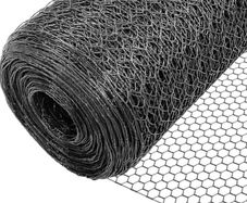 Chicken Wire Mesh Roll, PVC Coated Hexagonal Wire Mesh Fencing, Wire Poultry Netting, 1m x 50m, Hole Size: 13mm, Grey