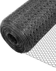 Chicken Wire Mesh Roll, PVC Coated Hexagonal Wire Mesh Fencing, Wire Poultry Netting, 1m x 50m, Hole Size: 13mm, Grey