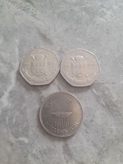 Millenium punt and 2 x 1988 50p