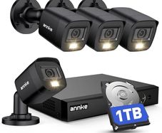 8 Channel Outdoor Security CCTV Camera System, Smart Human & Vehicle Detection, 3K Lite DVR with 1TB Hard Drive and 4 x 1920TVL 2MP Home Security Cams, Dual-light with Color Night Vision
