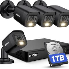 8 Channel Outdoor Security CCTV Camera System, Smart Human & Vehicle Detection, 3K Lite DVR with 1TB Hard Drive and 4 x 1920TVL 2MP Home Security Cams, Dual-light with Color Night Vision