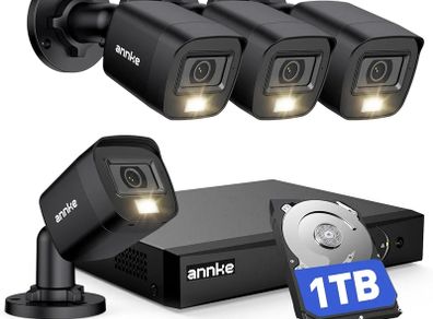 8 Channel Outdoor Security CCTV Camera System, Smart Human & Vehicle Detection, 3K Lite DVR with 1TB Hard Drive and 4 x 1920TVL 2MP Home Security Cams, Dual-light with Color Night Vision