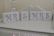 Mr &amp; Mrs Shabby Chic Shelf Sitters Handmade