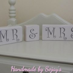 Mr & Mrs Shabby Chic Shelf Sitters Handmade