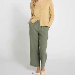 Carolyn Donnelly The Edit Khaki Linen Trousers