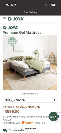 IKEA STJARNOKing Size + JOYA Premium Gel Mattress