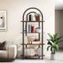 4-Tier Arched Bookshelf, Bookcase with Metal Frame and Wooden Shelves, 165.5cm Tall Floor Standing Book Shelf, Storage Shelves for Living Room, Study, Office, 80x30x165.5cm(Rustic Brown) Image 3