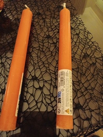 2 x halloween candlesticks and candles