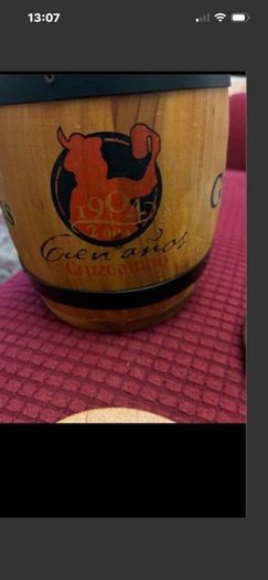 Vintage Cruzcampo Timber Barrel & Coasters Set
