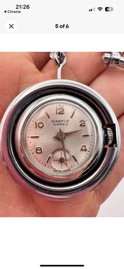 Watch Keychain Small Vintage Silver Quartz Gift Red Collectibles Switzerland Men