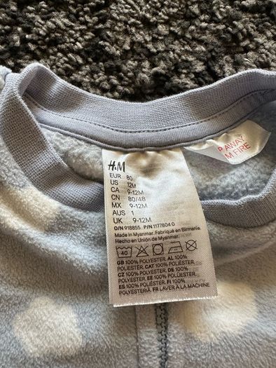 H&M zip up fleece suit