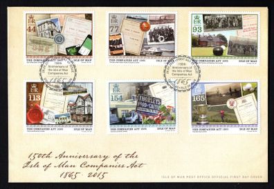 2015 Isle of Man 150th Anniversary of Isle of Man Companies Act Commemorative Stamps First Day Cover (FDC)