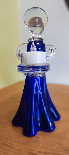 Cobalt blue glass angel candle holder