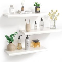 White Floating Shelves for Wall,Invisible Wall Mounted Shelf Set of 3,White Shelves for Bathroom,Bedroom,Living Room and Kitchen Decoration Storage