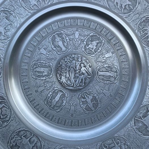 Vintage Biblical pewter wall plaque