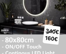 LED Bathroom Mirror 80cm Round Touch Switch