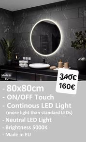 LED Bathroom Mirror 80x80cm