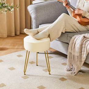 Dressing Table Makeup Vanity Stool Leather Round Footrest Chair White
