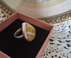 Sterling Silver And Amber Ring