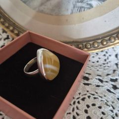 Sterling Silver And Amber Ring