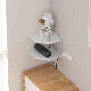 BRAND NEW IN BOX JJL 2 Tier White Floating Corner Shelves (12 inches) Perfect for Tech & Decor