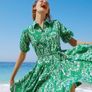 ZARA Green Paisley Floral Print Mini Shirt Dress XS Image 2